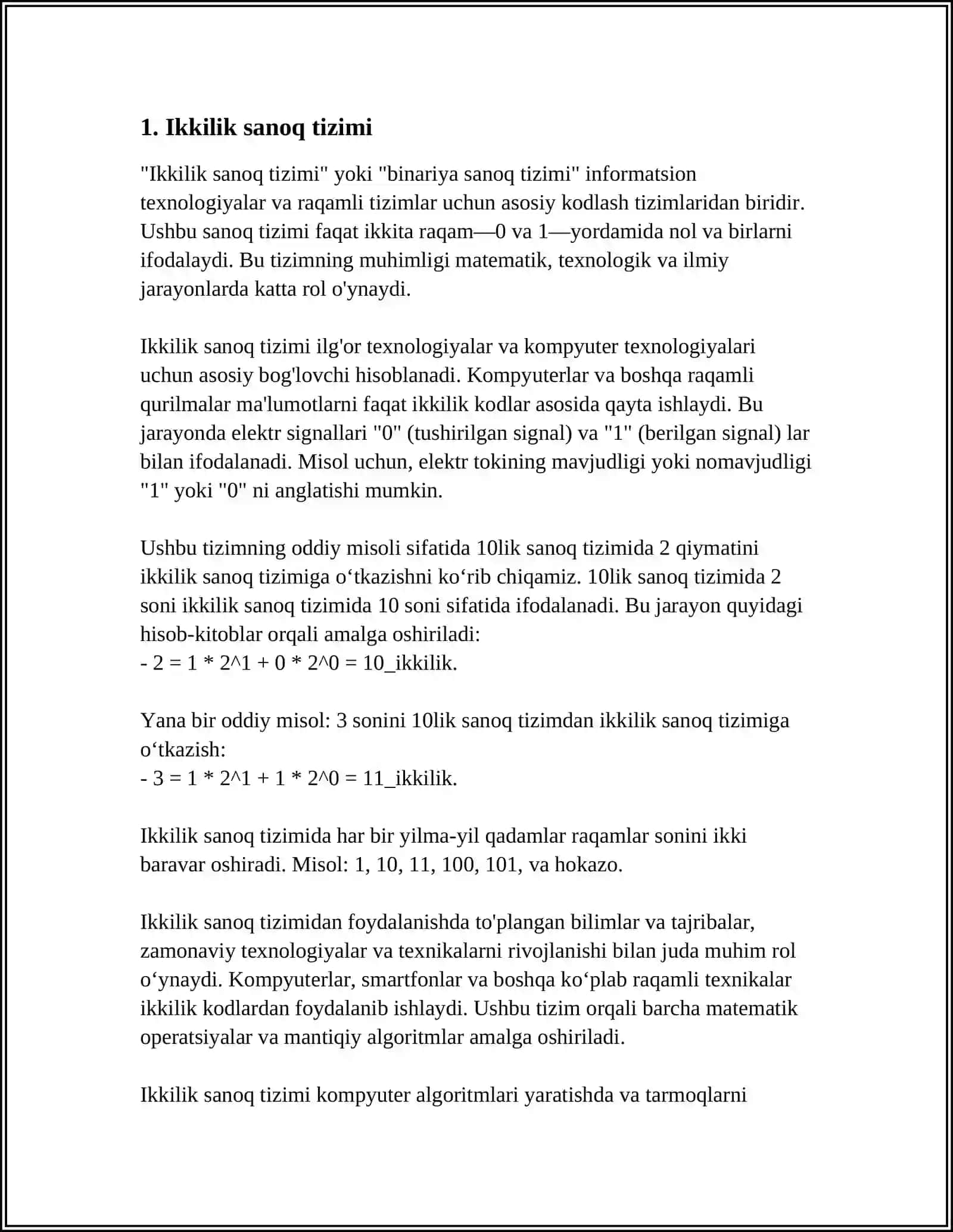 TURLI SANOQ SISTEMALARIDA SONLARNI TASVIRLASH 3