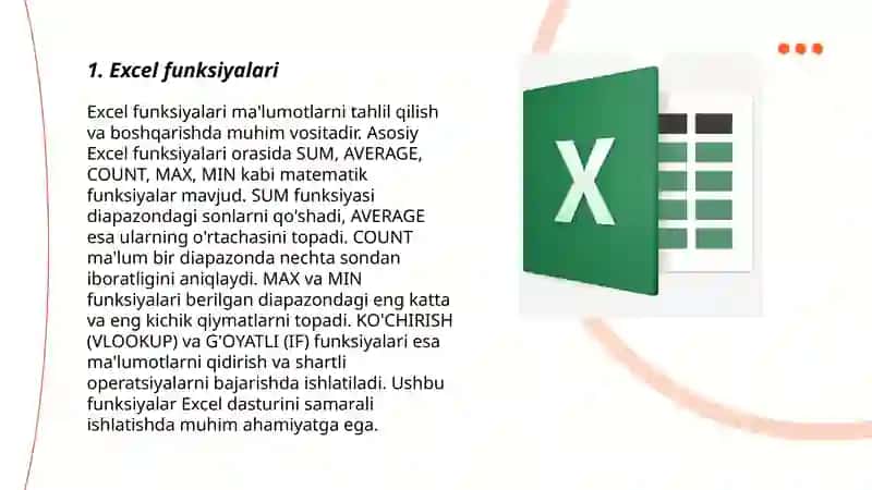 Excel funksiyalari - Excel functions 3