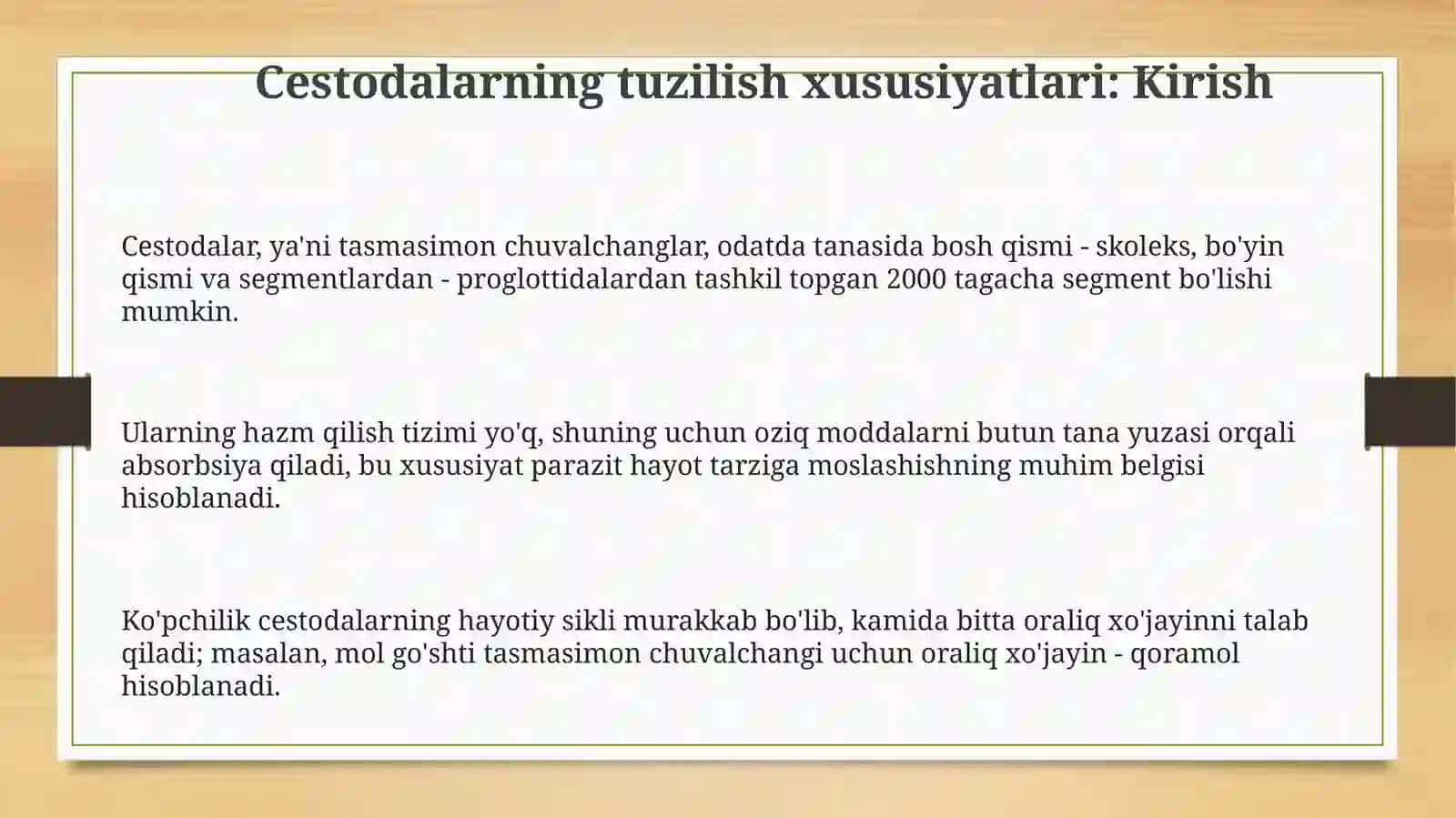 Cestodalarning tuzilishidagi ayrimbelgilari 3