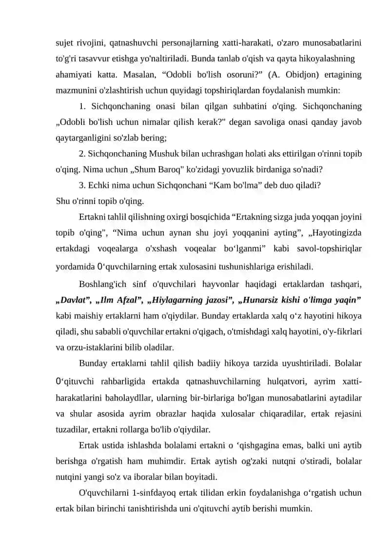 3-mavzu: Badiiy asarlarni janriy xususiyatlariga ko‘ra o‘rganish 3