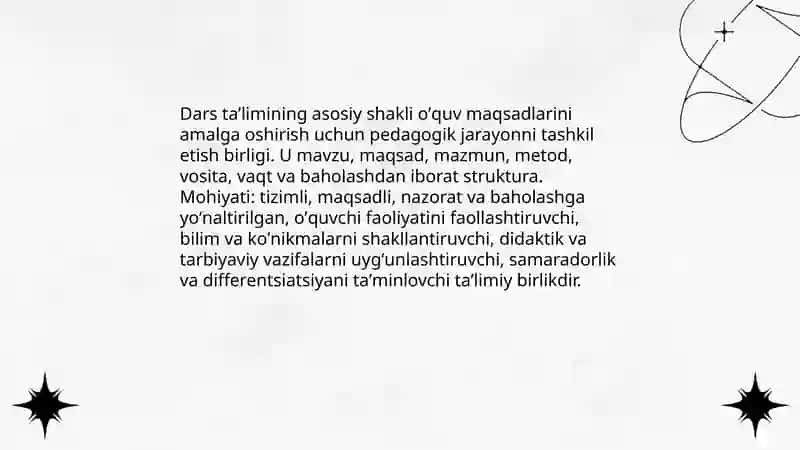 Dars taʼlimini tashkil etishning asosiy shakli 3