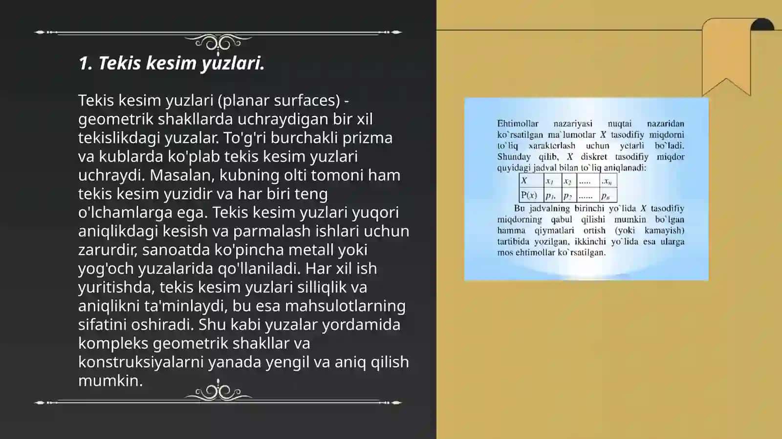 Tekis kesim yuzlari 3