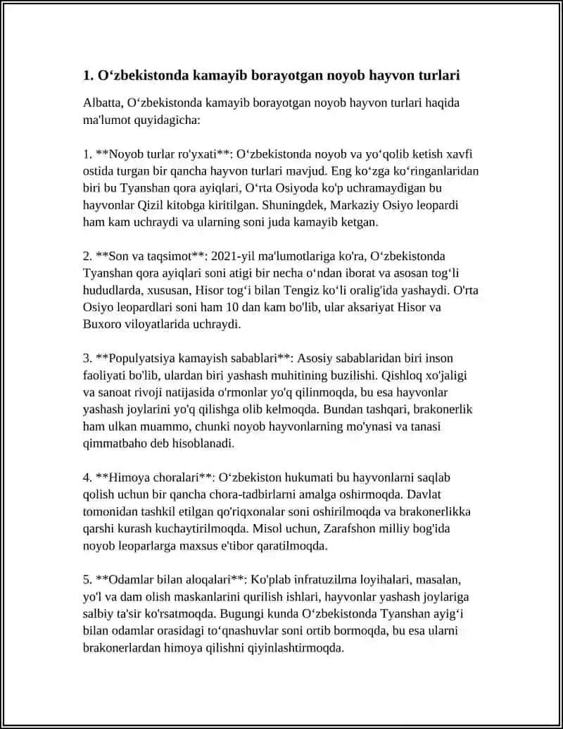 Oʻzbekistonda kamayib borayotgan noyob hayvon turlari 3