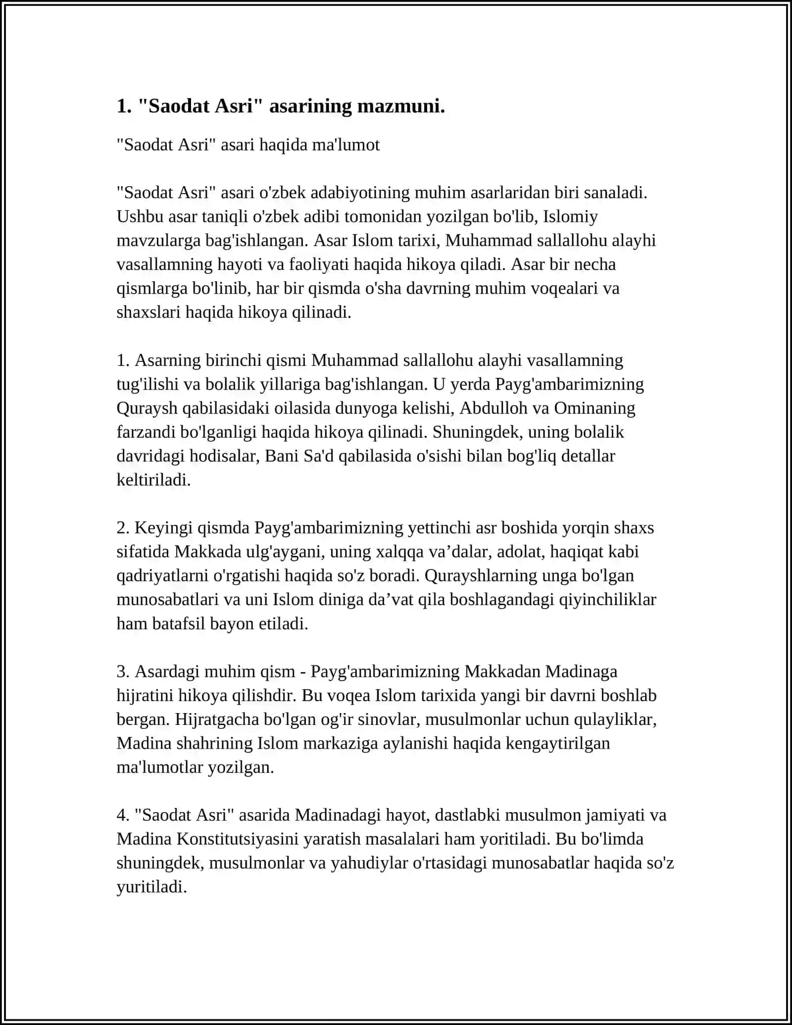 SAODAT ASRI 1-QISMI KITOBI HAQIDA ESSE 3