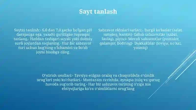 Kam Tarqalgan Sabzavot Ekinlari Turlari Yetishtirish Texnologiyasi 3