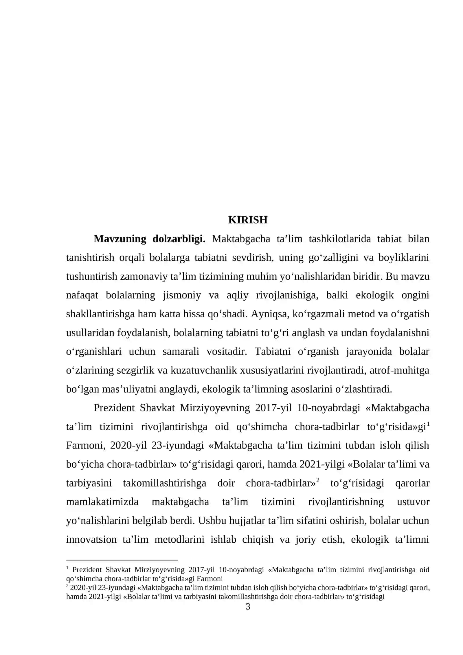 Maktabgacha ta’lim tashkilotlarida tabiat bilan tanishtirish orqali ko‘rgazmali metod va o‘rgatish usullaridan foydalanish 3
