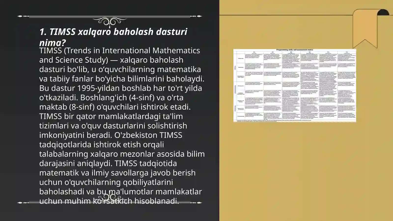TIMSS xalqaro baholash dasturi 3