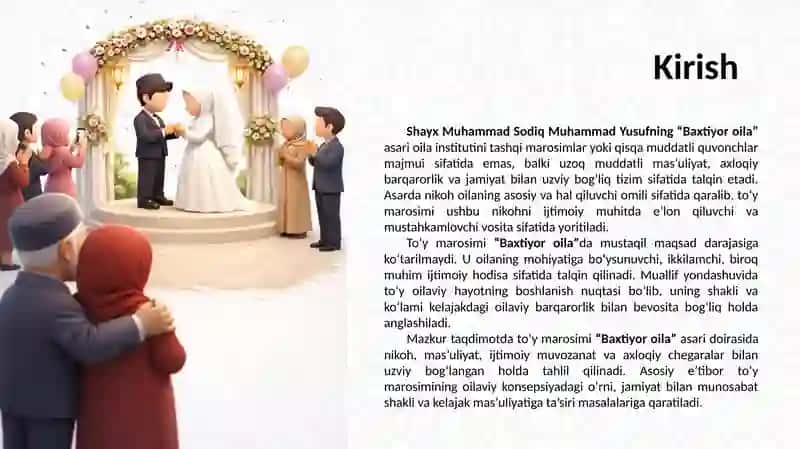 Shayx Muhammad Sodiq Muhammad Yusufning "Baxtiyor oila" asarida nikoh va to'y marosimining ma'naviy-ijtimoiy asoslari 3