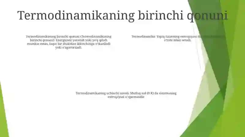 Termodinamikaning Qonunlari 3