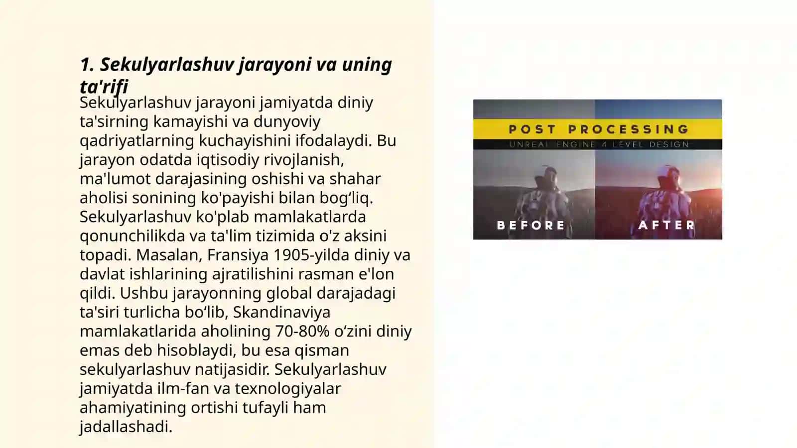 Sekulyarlashuv jarayoni. O`zbekistonning davvlat sifatida shakillanishida din omili 3