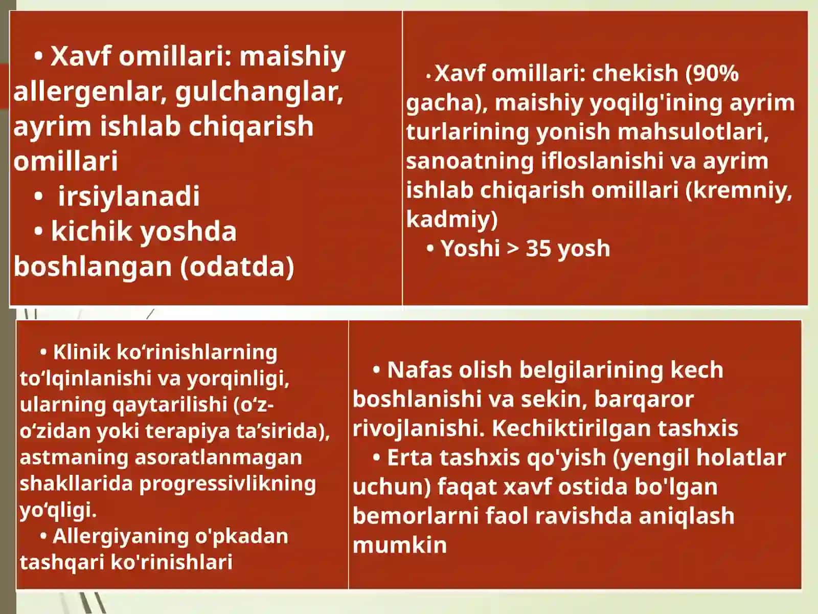 Bronxial astma | O’pkaning surunkali obstruktiv kasalligi 3
