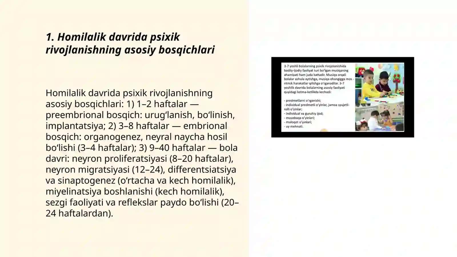 Ontogenezning ilk bosqichlaridan psixik rivojlanish xususiyatlari 3