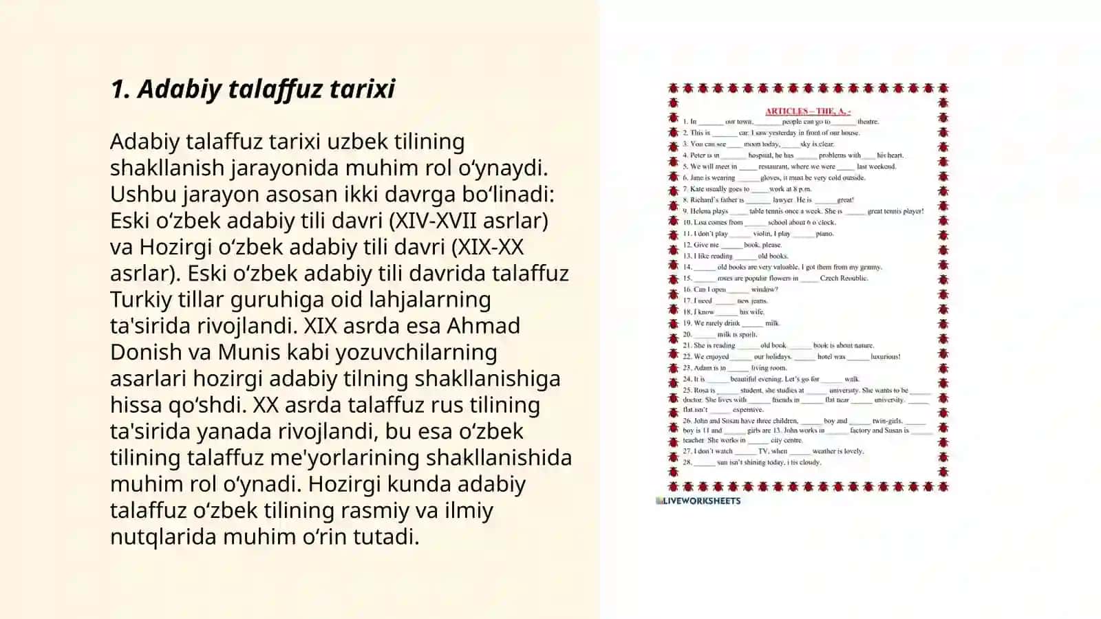 Adabiy talaffuzni shakllantruvchi mashqlar 3