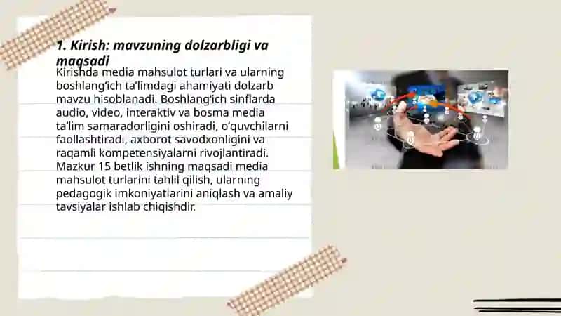 Media mahsulot turlari va ularning boshlang'ich ta'limdagi ahamiyati 3