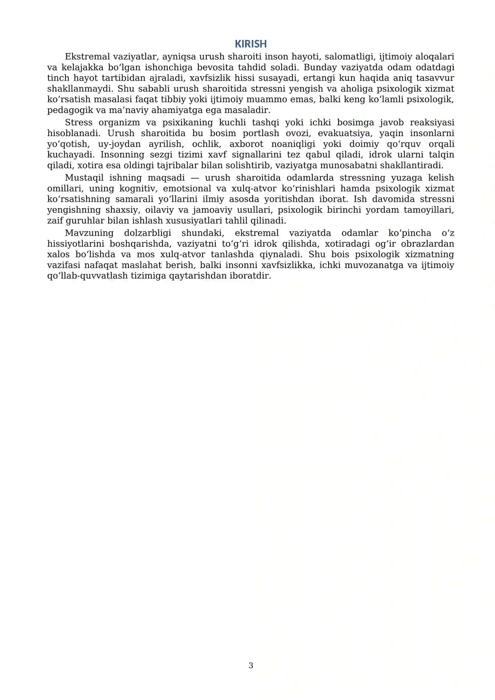 Ekstremal vaziyatda (urush sharoitida) odamlarda stressni yengish va psixologik xizmat ko‘rsatish 3