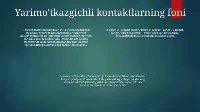 Yarim O'Tkazgich Yarim O'Tkazgich Kontakti 3