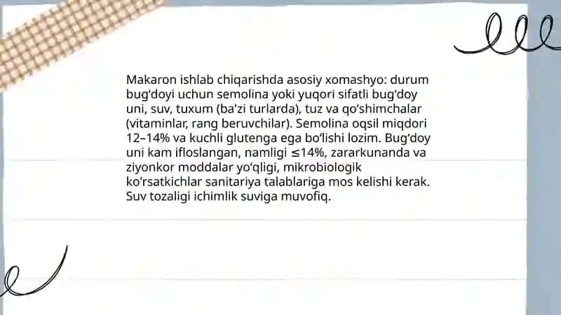 Makaron ishlab chiqarish texnalogiyasi 3