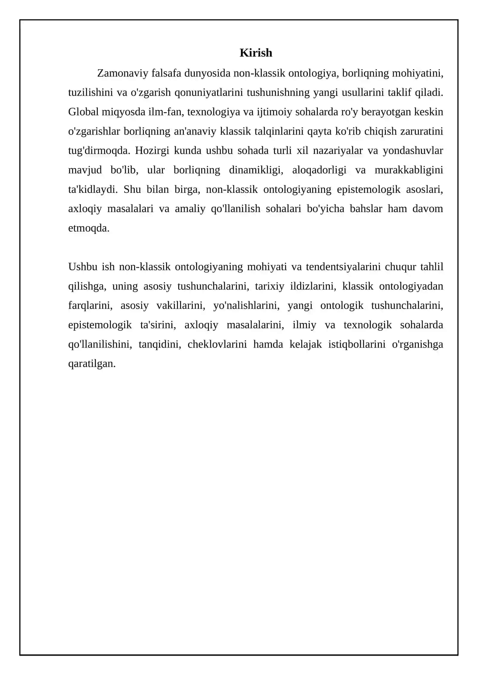 Mavzu: Noklassik ontologiyaning yo‘nalishlari va mohiyati 3