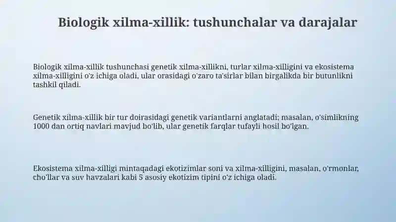 BIOLOGIK XILMA-XILLIKNI BAHOLASH 3