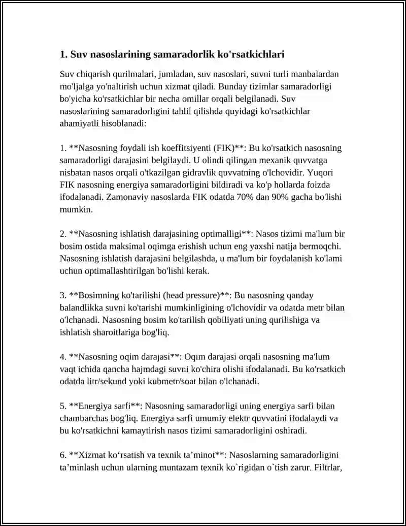 SUV CHIQARISH QURILMA ISHI KOʻRSATKICHLARI 3