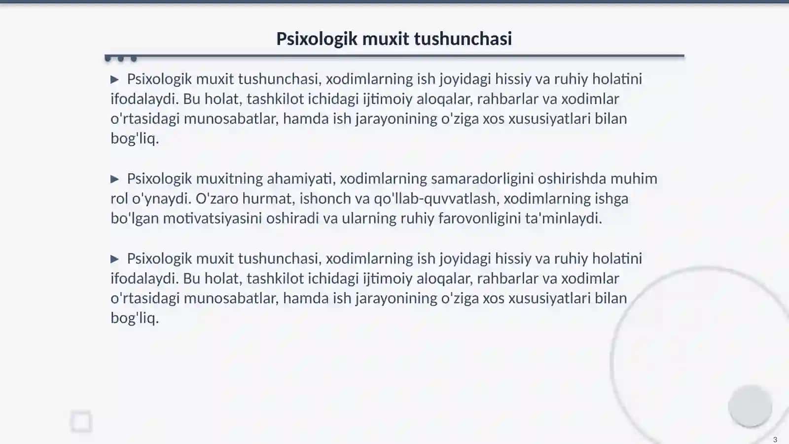 Boshqaruv PSXda personal xodimlarning psixologik muxitni yaxshilashning usullari va qoidalari 3