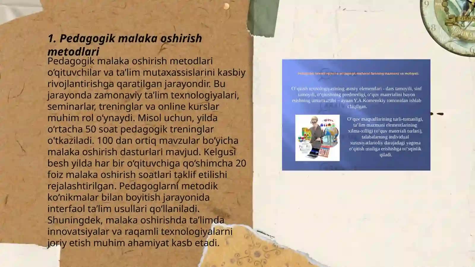 Pedagoglarning pedagogik komponentlarini oshirishga talablar 3