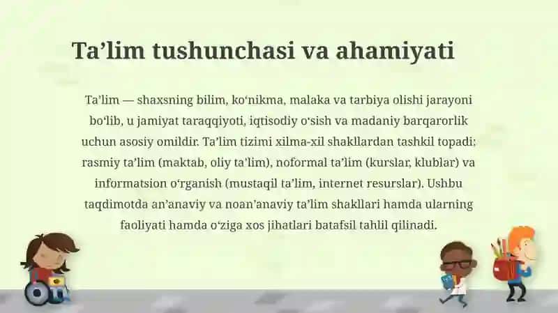 Ta'limning an’anaviy va noan’anaviy shakllari 3