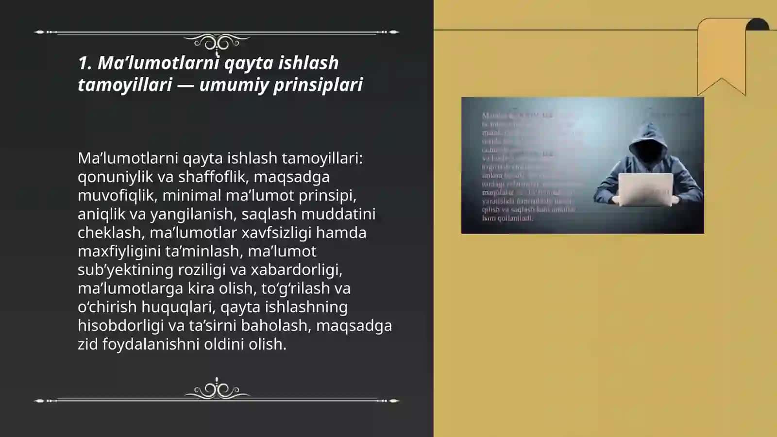 Ma'lumotlarni qayta ishlash tamoyilar rozlik va huquqlar 3