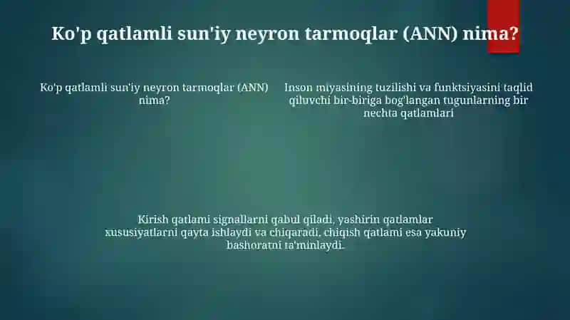 Ko'P Qatlamli Sun'Iy Neyron To'Rlari 3