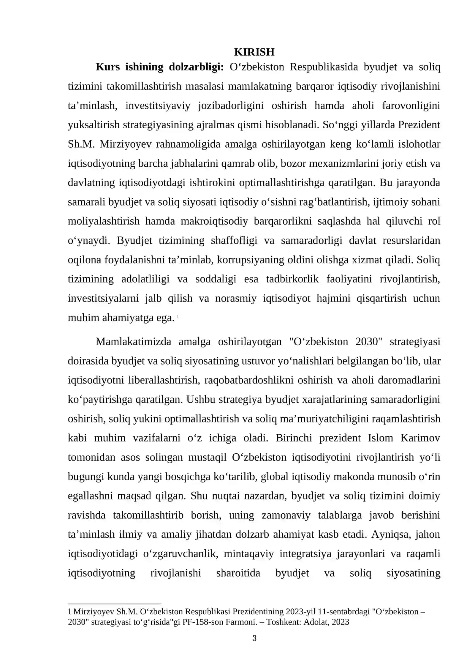 O‘ZBEKISTON RESPUBLIKASI BYUDJET VA SOLIQ TIZIMINI TAKOMILLASHTIRISHNING ASOSIY YO‘NALISHLARI VA MEXANIZMLARI 3
