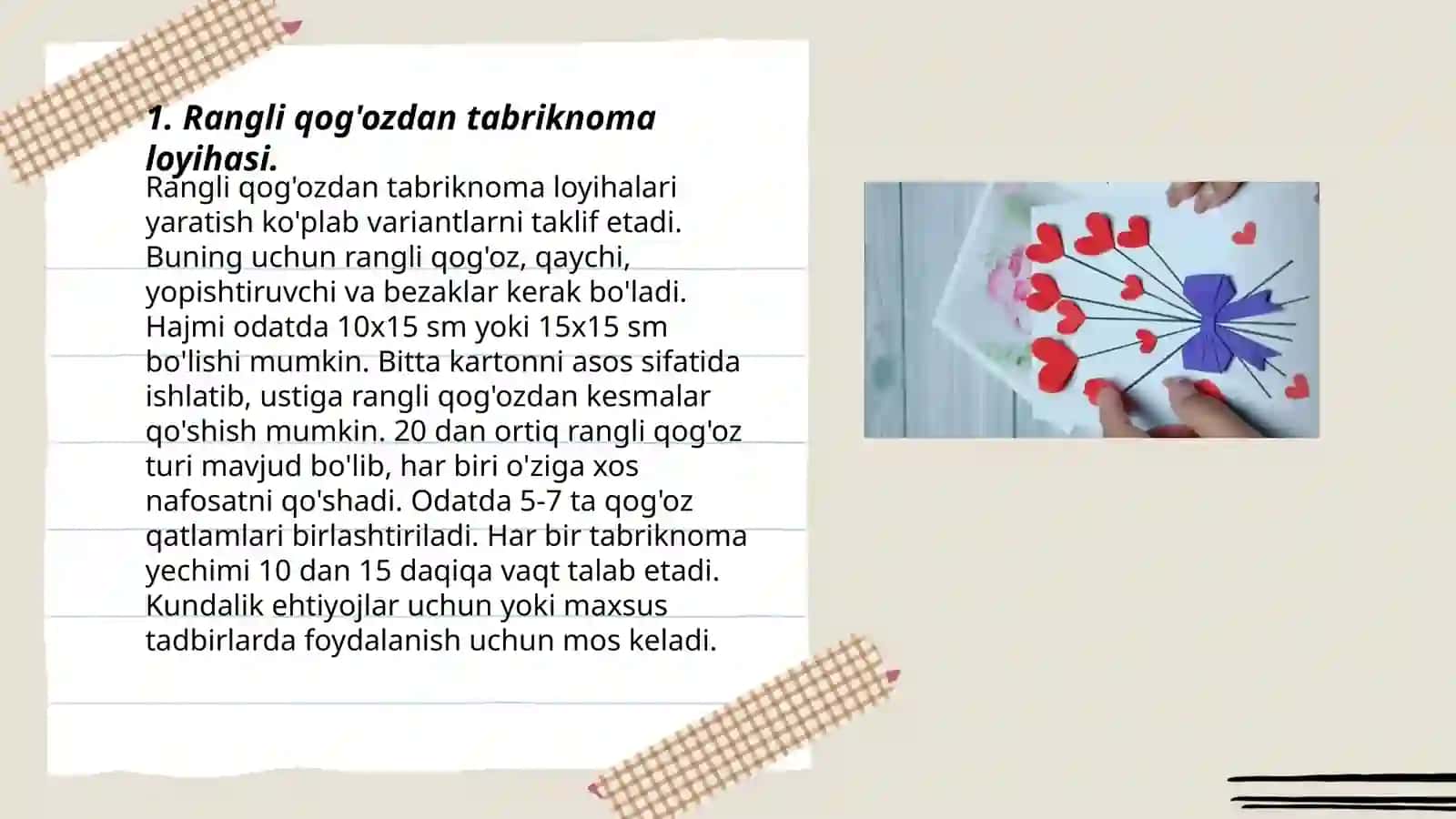 Rangli qoģozdan bayram tabriknomasini tayyorlash 3