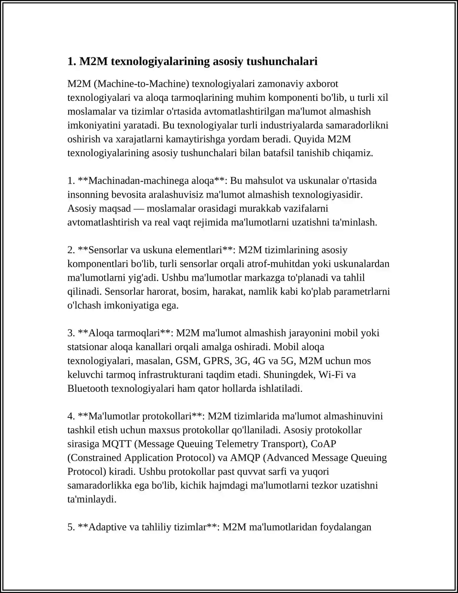 RAQAMLI IQTISODIYOTNI RIVOJLANTIRISHDA "M2M" TEXNOLOGIYASI 3