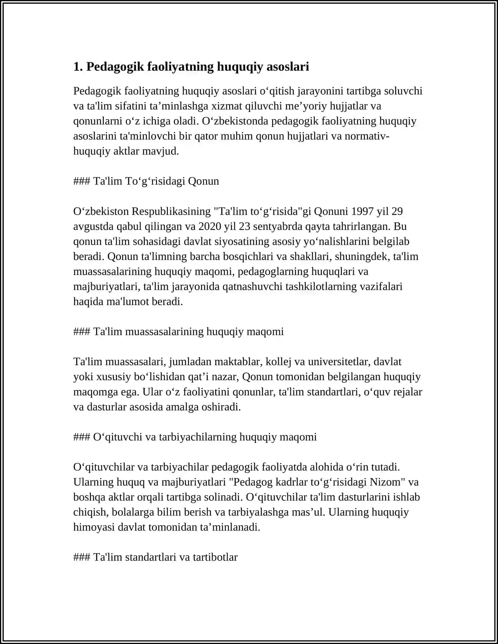 PEDAGOGIK FAOLIYATINING KASBIY - HUQUQIY ASOSLARI 3