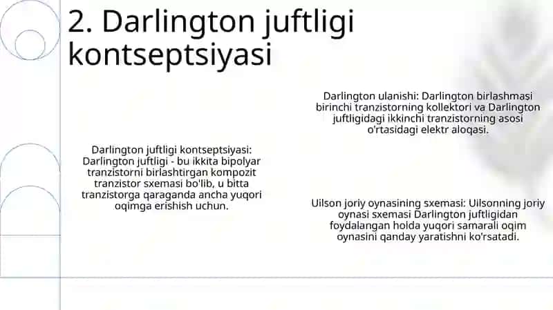 Darlington Juftligi. Uilson Tok Ko‘Zgulari Sxemasi 3