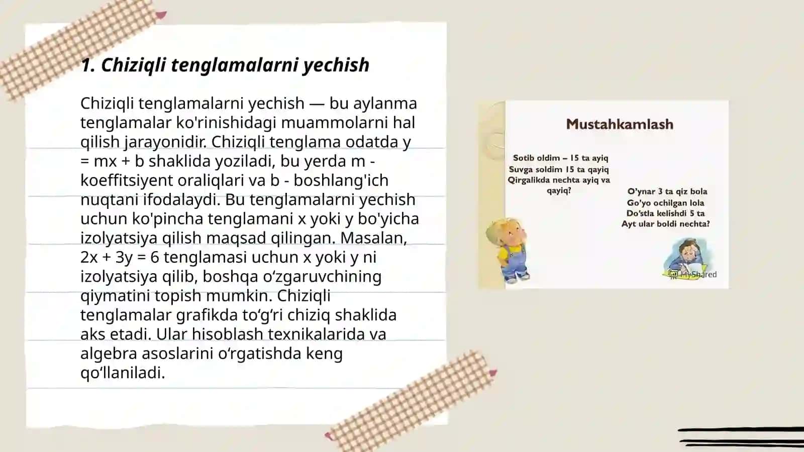 Chiziqli tenglamalarni yechish 3