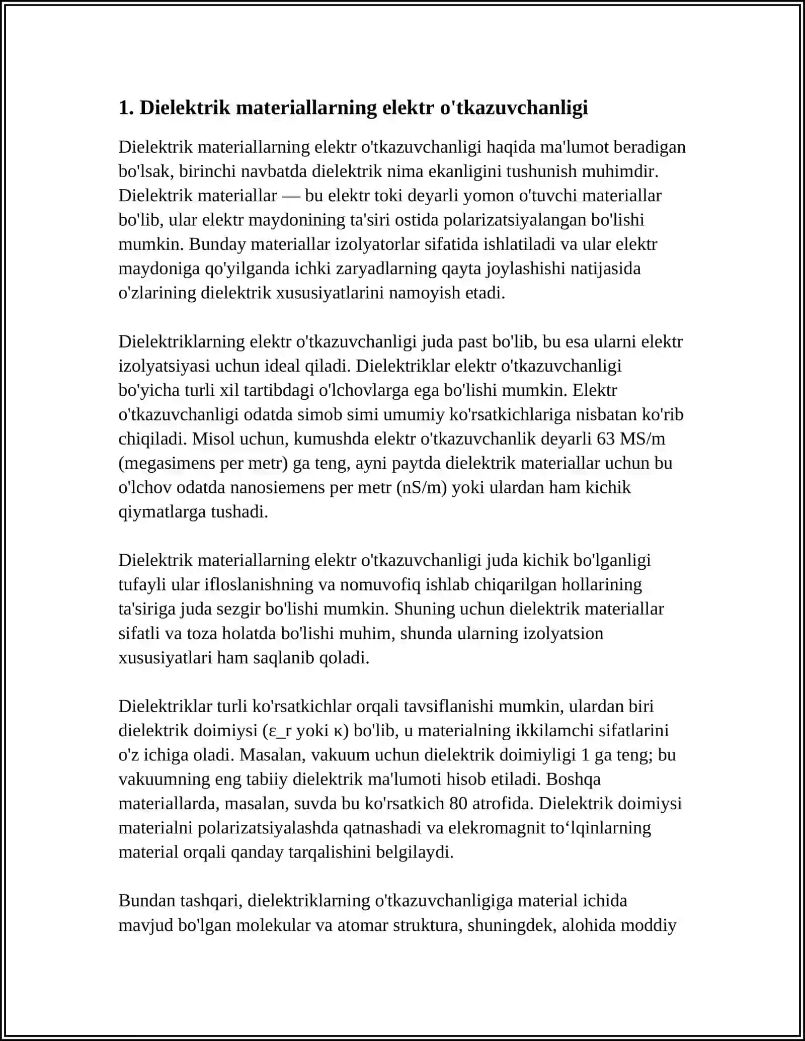 DIELEKTRIK MATERILLAR XOSSALARI. PASSIV VA AKTIV DIELEKTRIKLAR. SEGNETOELEKTRIKLAR 3