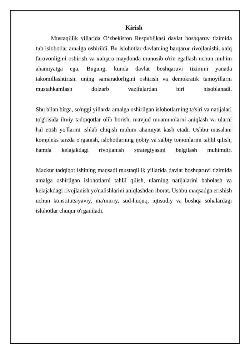 Mustaqillik yillarida davlat boshqaruvi tizimida amalga oshirilgan islohotlar 3