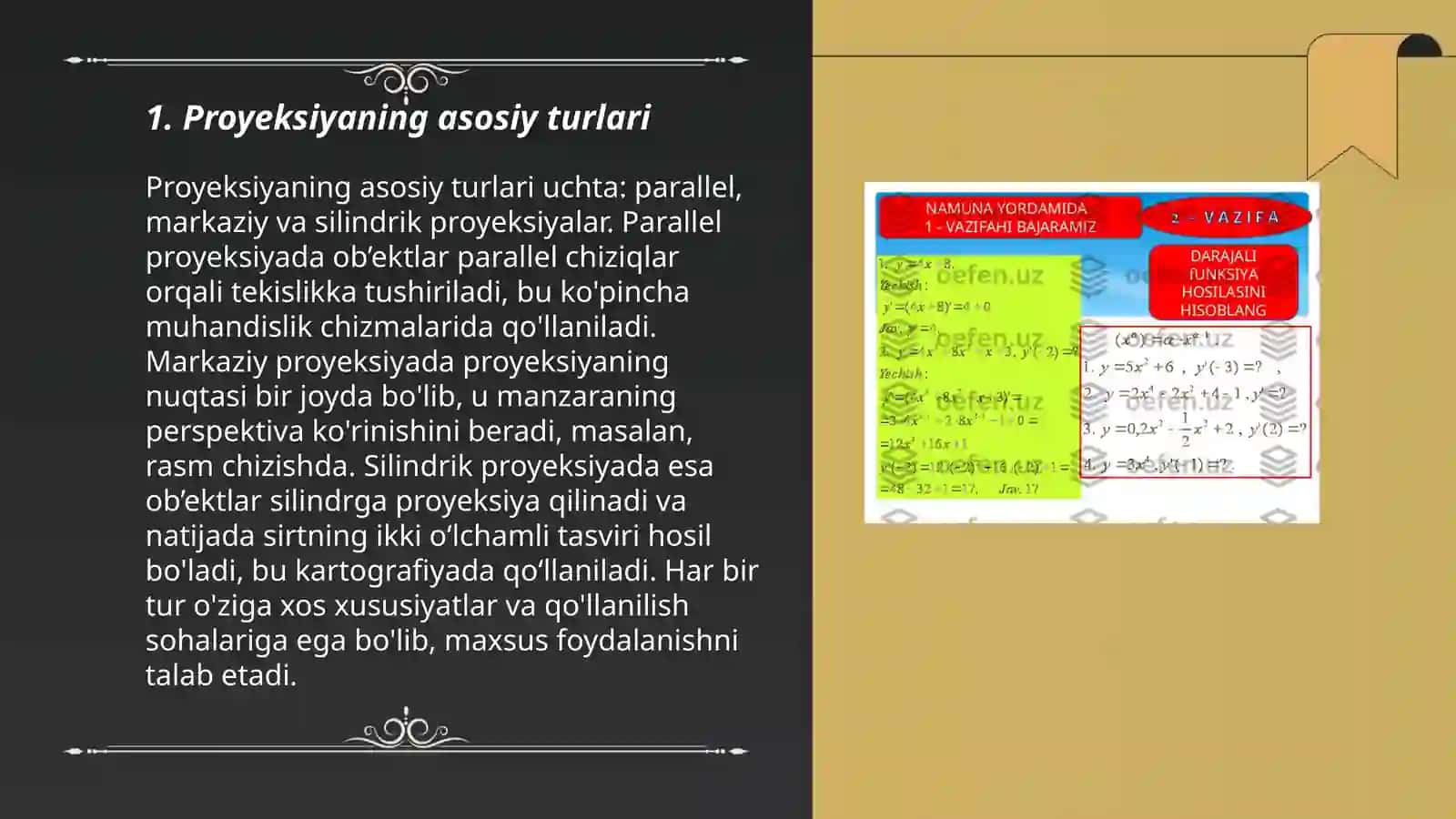Proyeksiyaning asosiy turlari 3