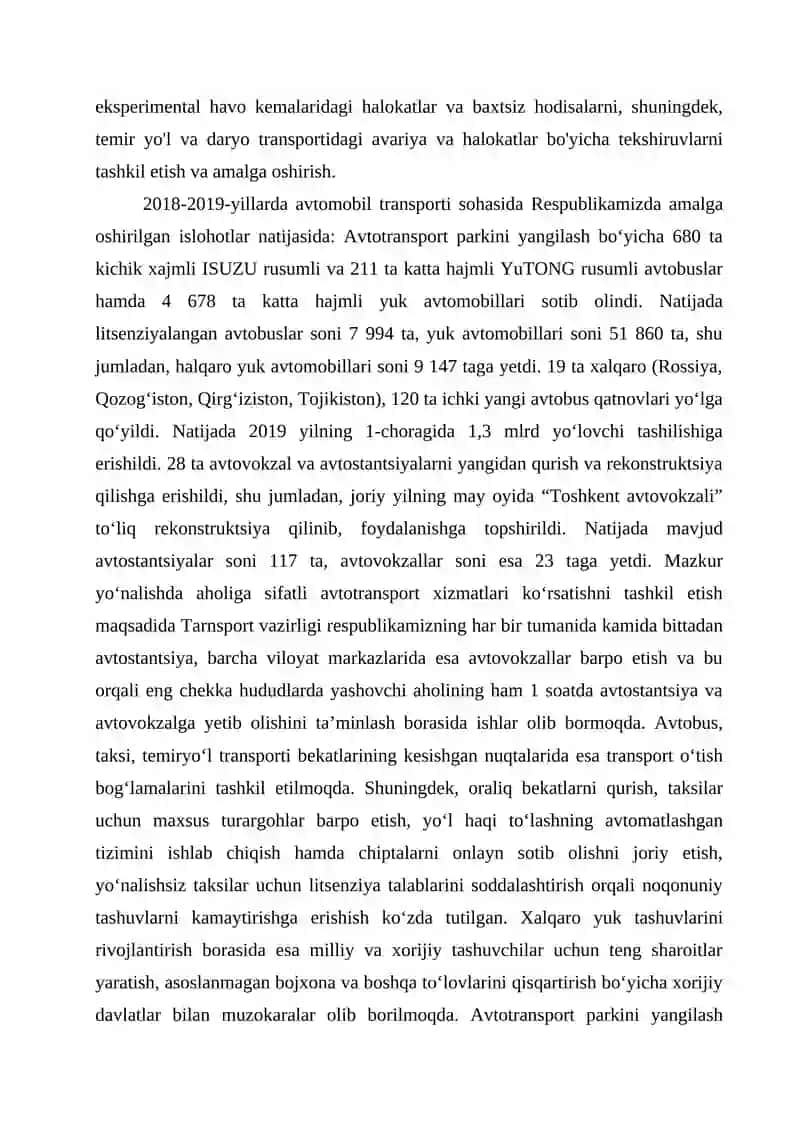 AHOLIGA SIFATLI TRANSPORT XIZMATINI TASHKIL ETISH TAMOILLARI. 3