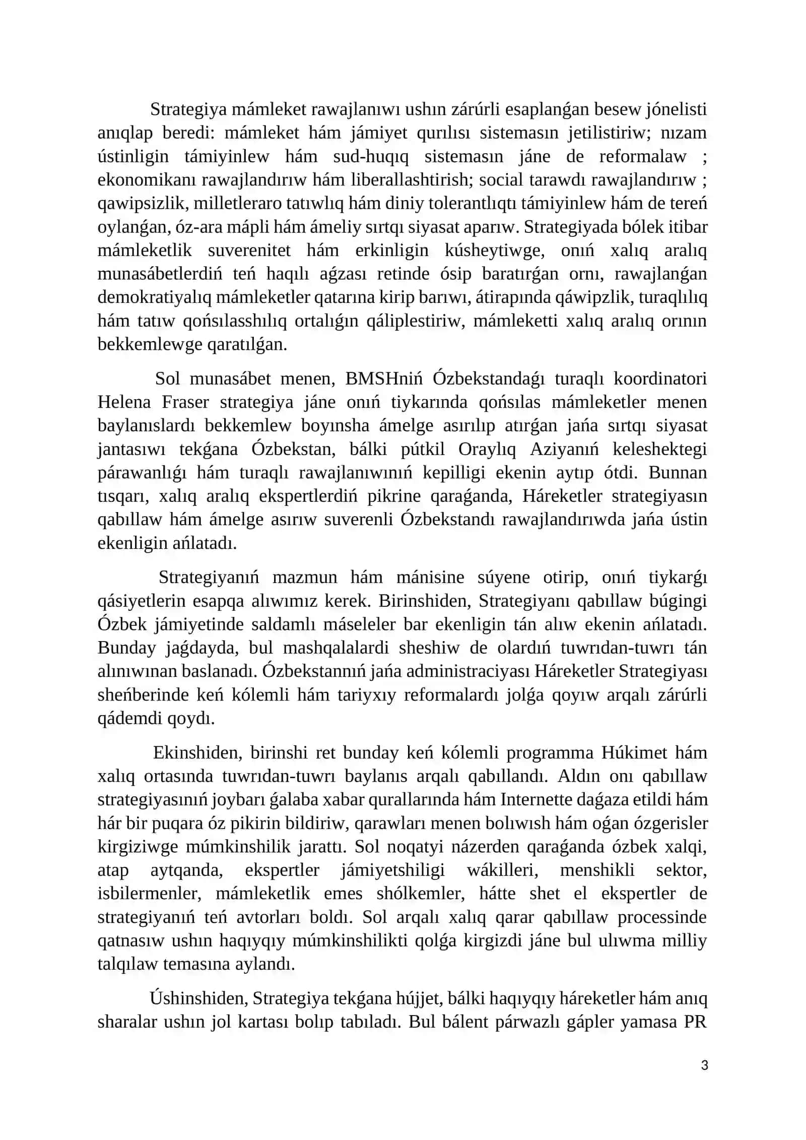 2017 yilda Ózbekistonda keń kólemli ekonomikalıq reformalar programmasın qabıl etiliwi jáne onıń áhmiyeti 3