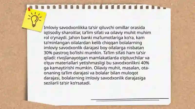 Imloviy savodxonlikni oshirish bo'yicha topshiriqlar ishlab chiqish 3