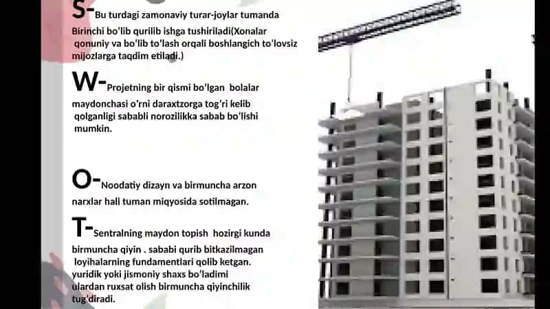 Biznes loyiha Toshkent Shaxrida kop qavatli bino qurish 3