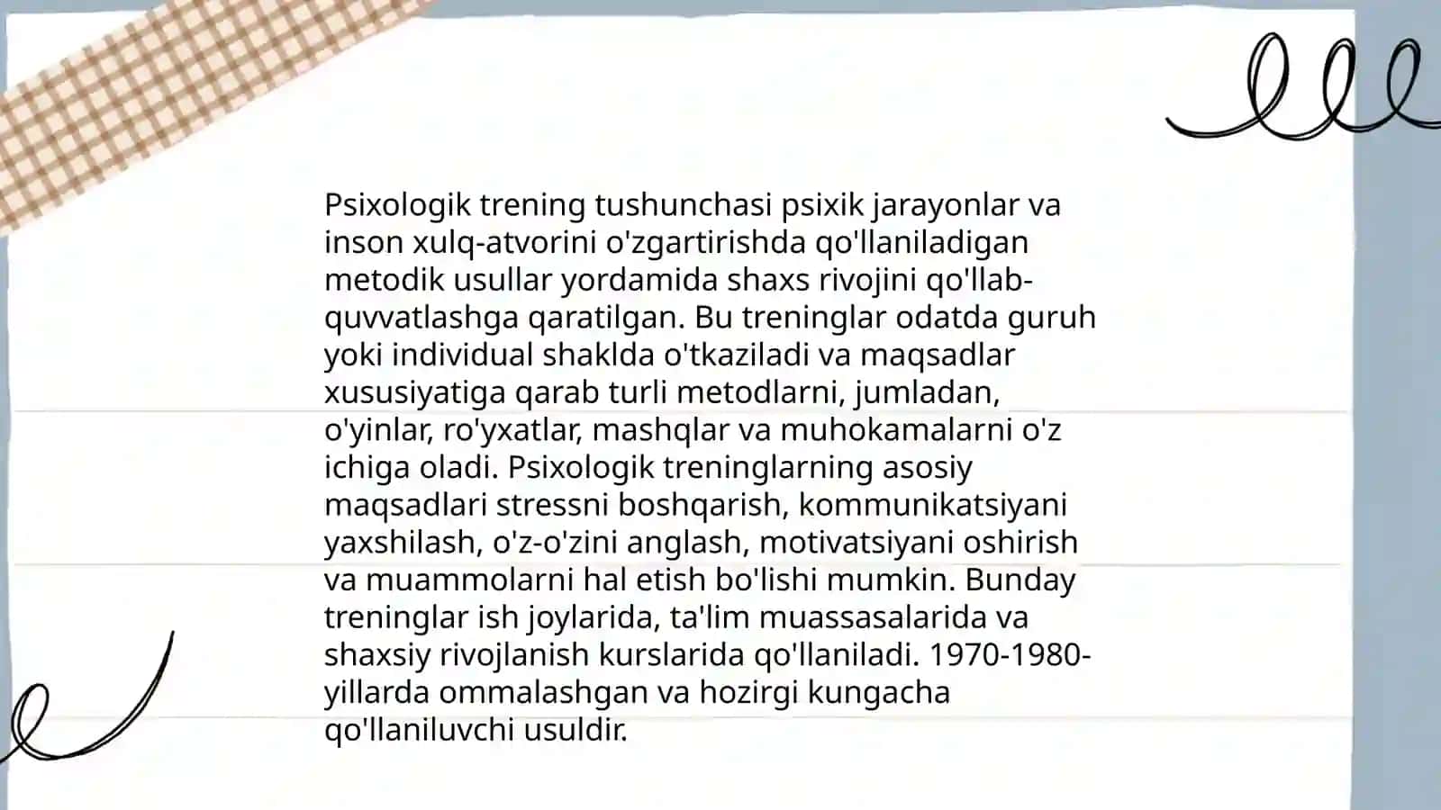 Psixologik treninglarni tashkil qilishning shartlari 3