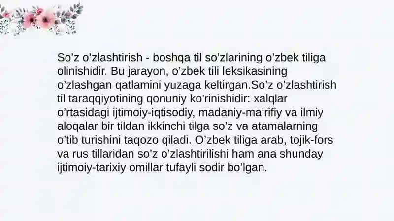 Oʻzbek til leksikasining tarixiy taraqqiyoti 3