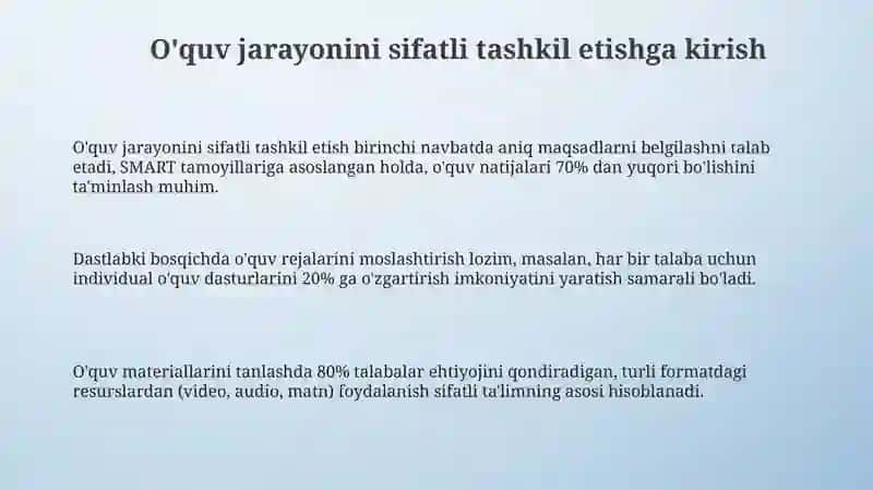 O'quv jarayonini sifatli tashkil etish va boshqarish 3