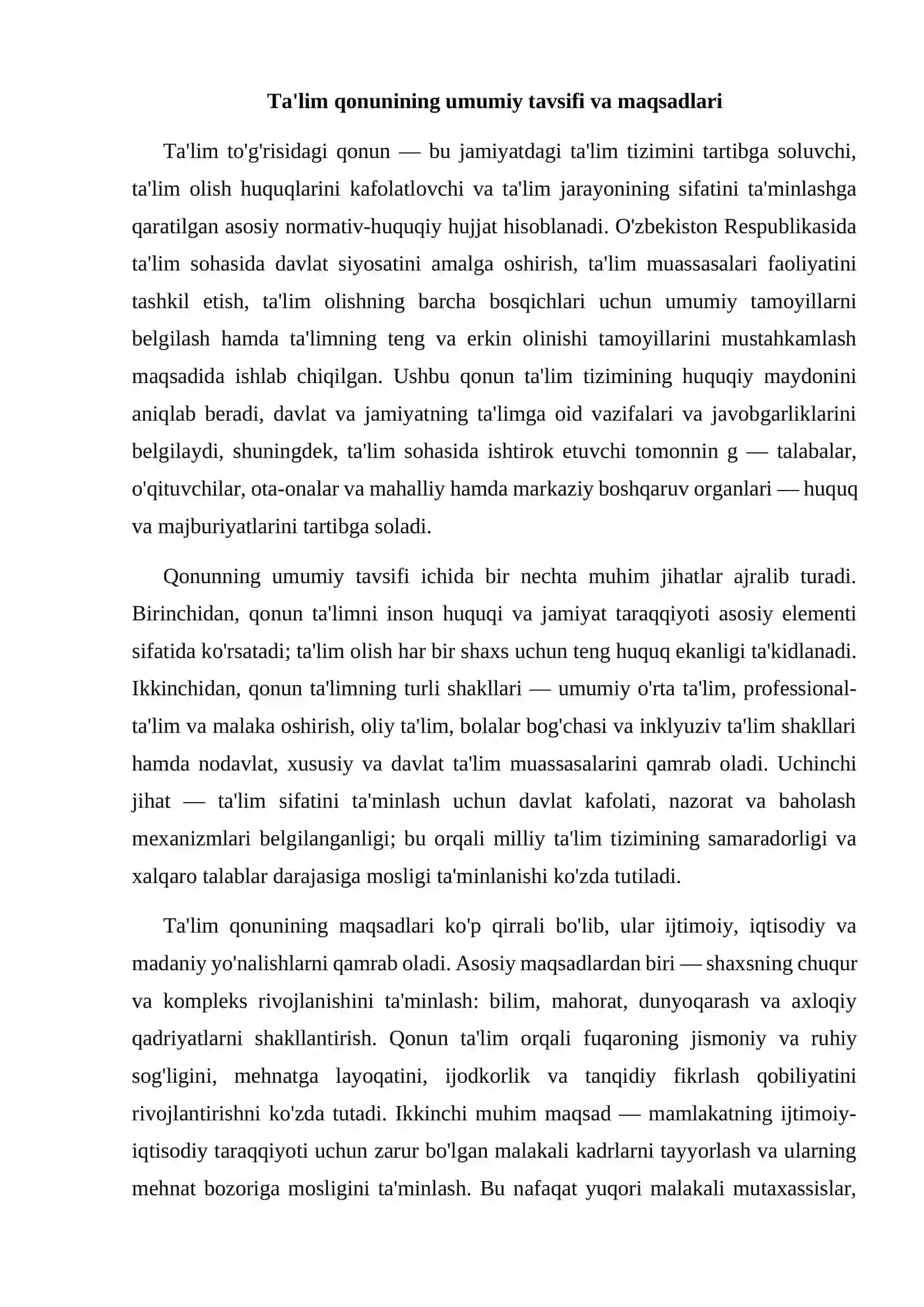 O'zbekiston Respublikasining Ta'lim to'g'risidagi qonuni 3