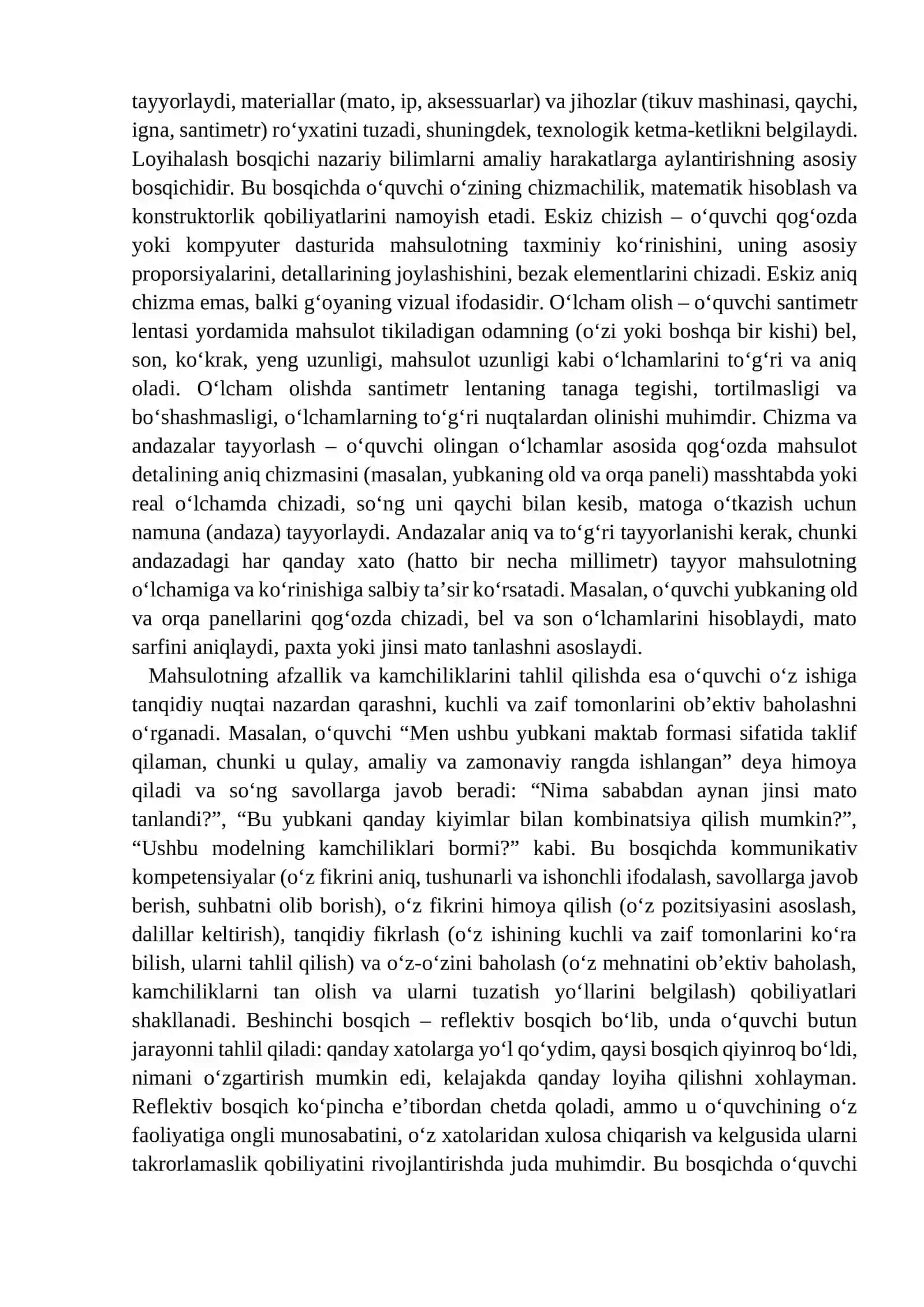 Tikuvchilik mashgʻulotlarini loyihalashtirish asosida mustaqil ishlash kompetensiyalarini shakllantirish metodikasi 3