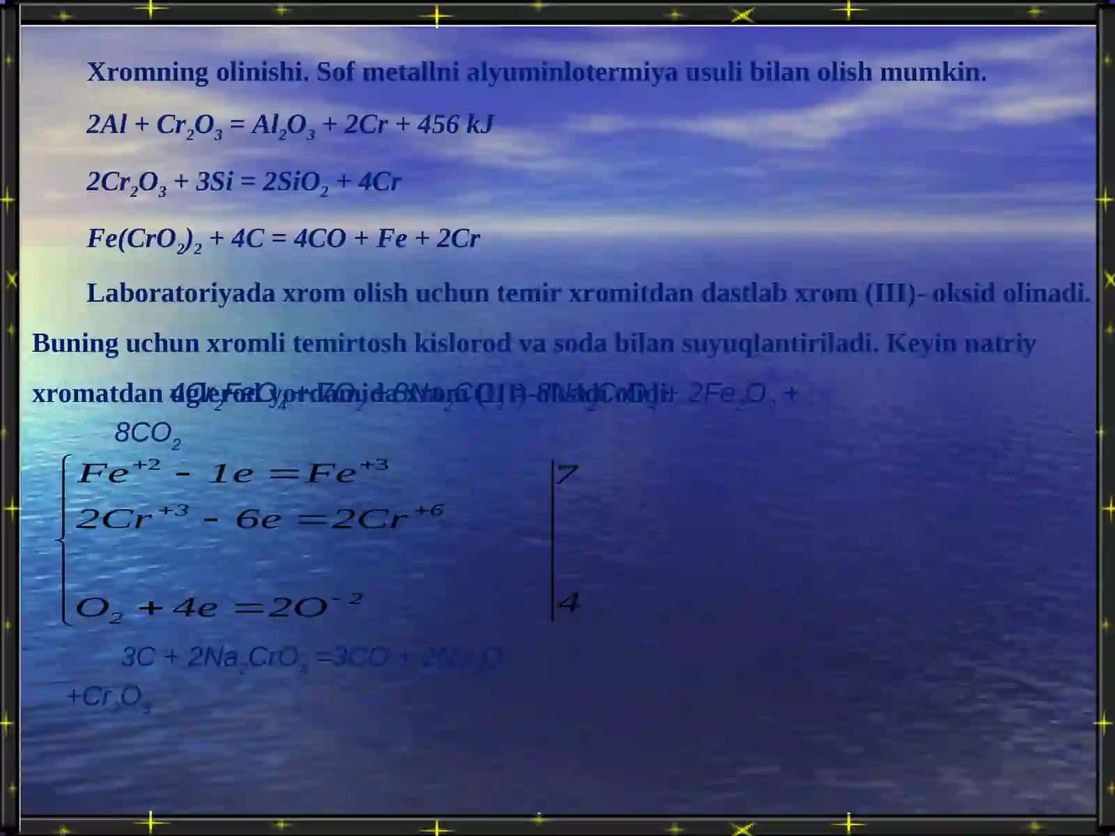 VI B guruh elementlari. Xrom va uning birikmalari 3