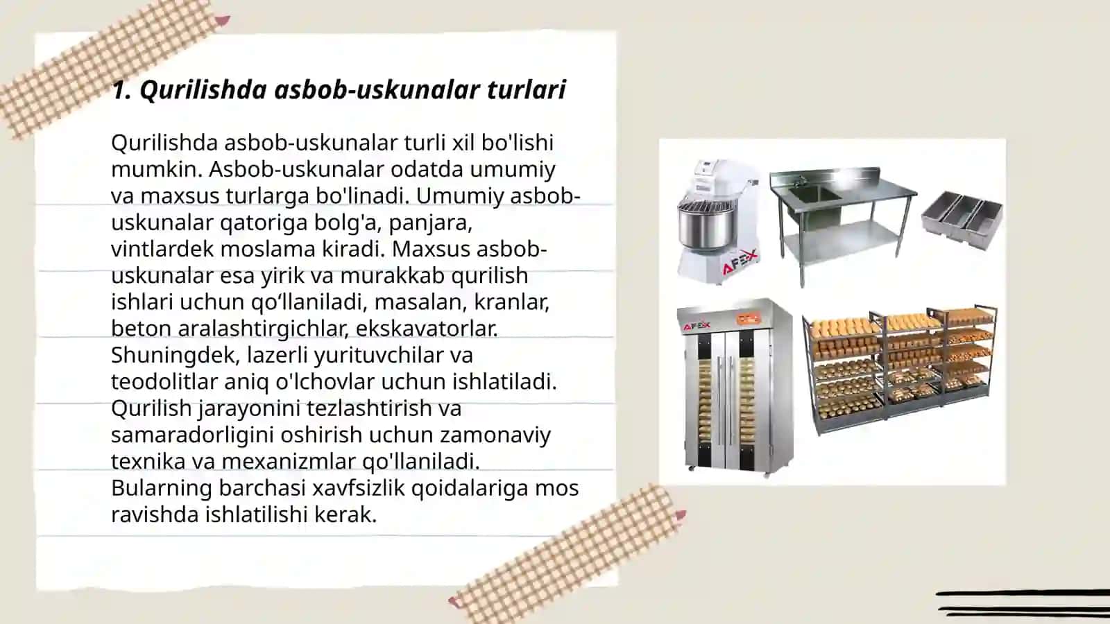Qurilishda Asbob uskunalar normalari va miqdori 3