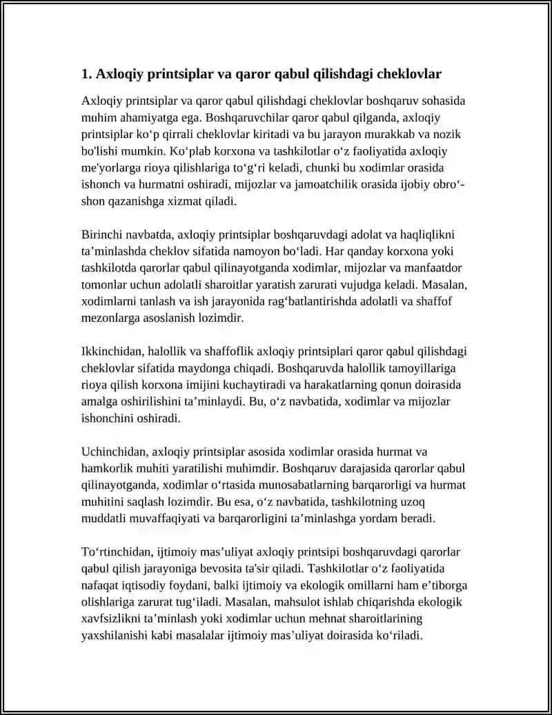BOSHQARUVDA QAROR QABUL QILISHNING AXLOQIY CHEKLANISHLARINI TAHLIL QILING 3